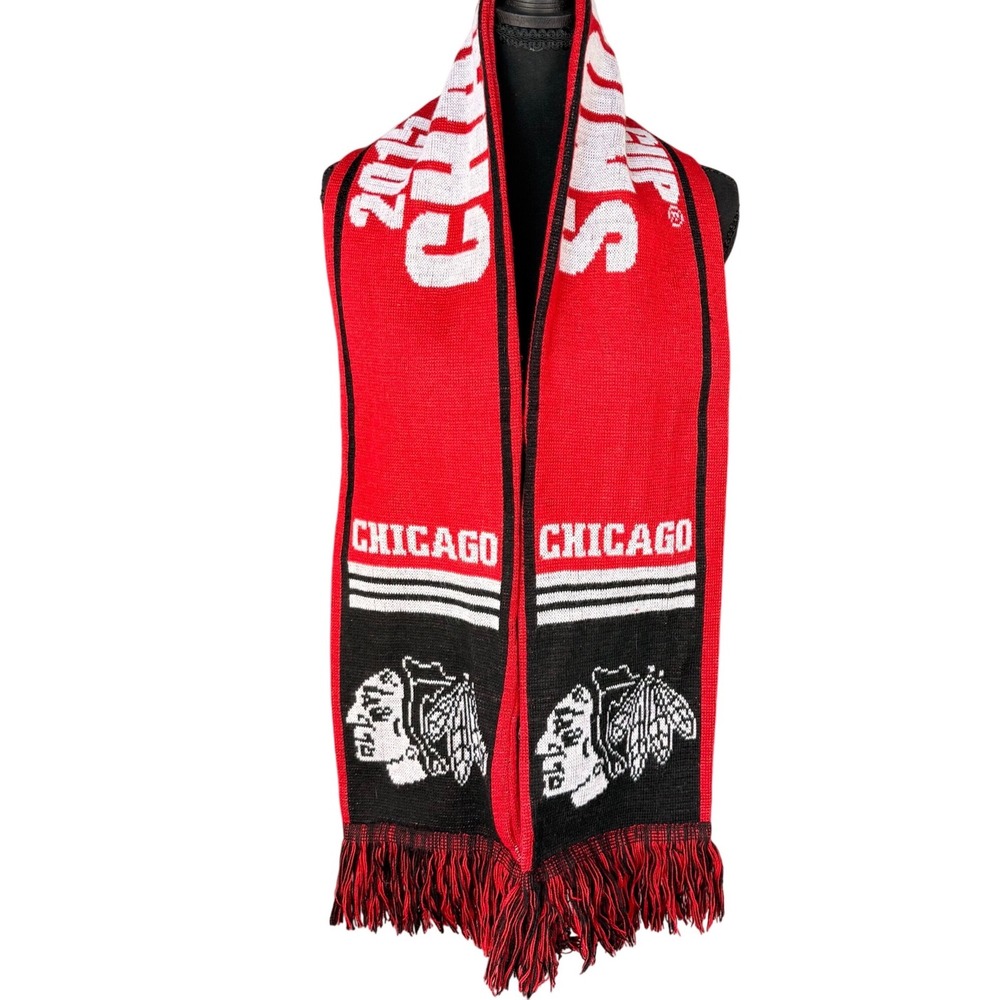 Chicago Blackhawks 2015 Stanley Cup Champions Knit Scarf Red Black NHL Hockey